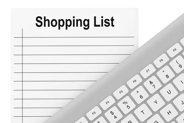 Shopping List with Keyboard — Stock Photo, Image