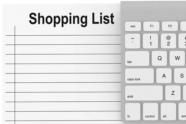 Список покупок з клавіатурою — стокове фото