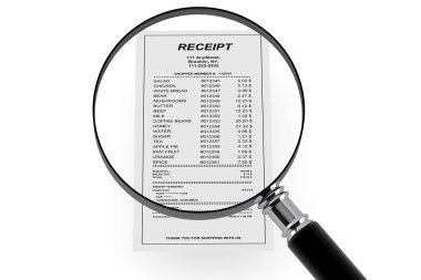 Magnifying glass & Shopping Receipt clipart