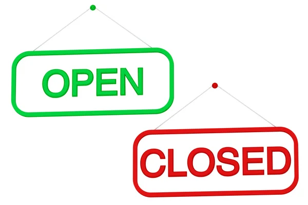 Otevřený a uzavřený obchod znamení — Stock fotografie