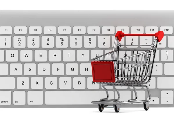 Keyboard and a shopping cart — Stock Photo, Image