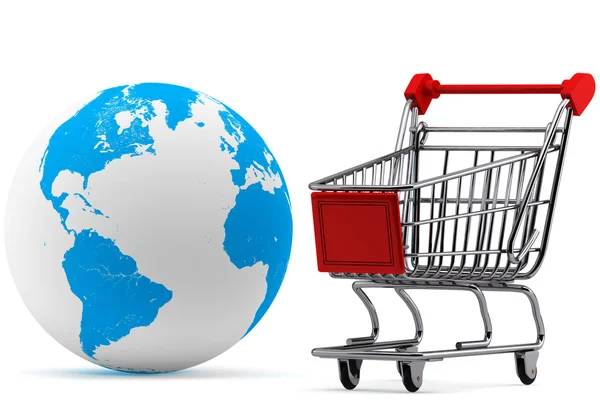 Earth with a Shopping cart — Stock Photo, Image