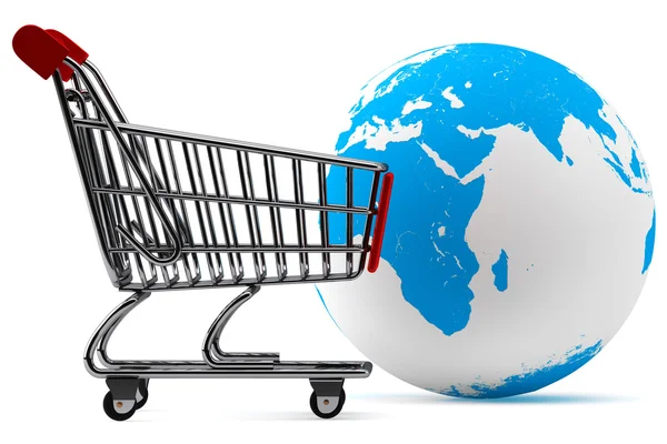 Earth with a Shopping cart — Stock Photo, Image