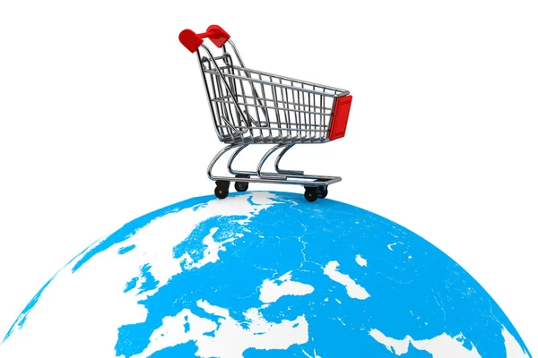 Shopping cart over the Earth — Stock Photo, Image