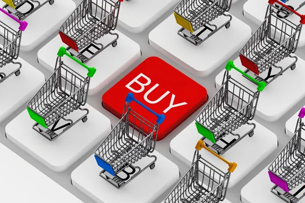 Keyboard and a shopping carts — Stock Photo, Image