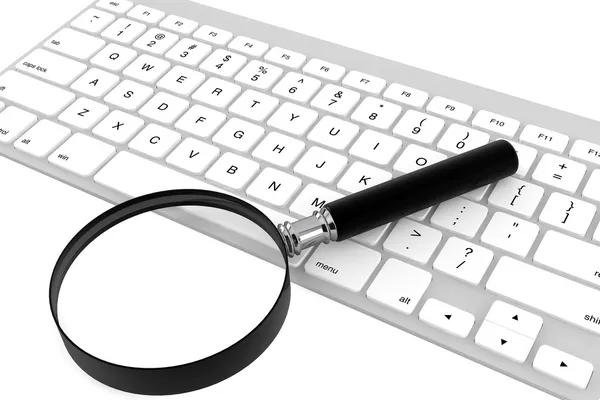 Magnifier with keyboard — Stock Photo, Image