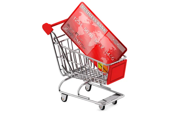 Cartão de crédito com carrinho de compras — Fotografia de Stock