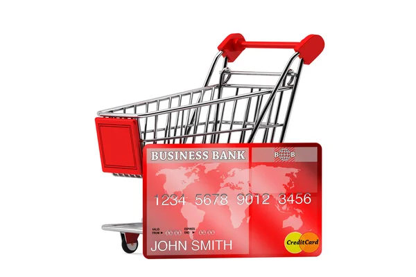 Cartão de crédito com carrinho de compras — Fotografia de Stock