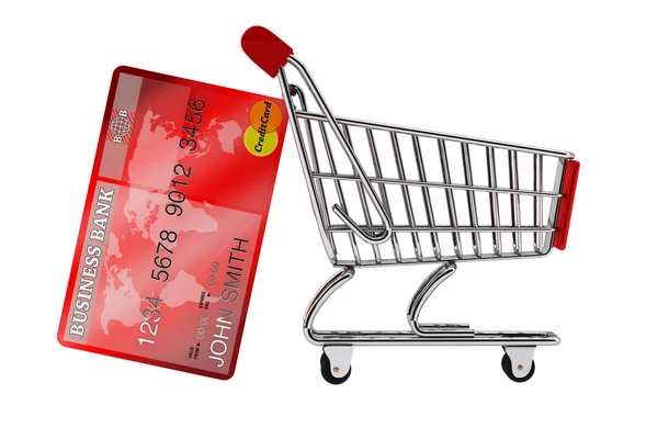 Kreditkort med kundvagn — Stockfoto