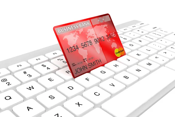 Kredi kartı ile bilgisayar klavye — Stok fotoğraf