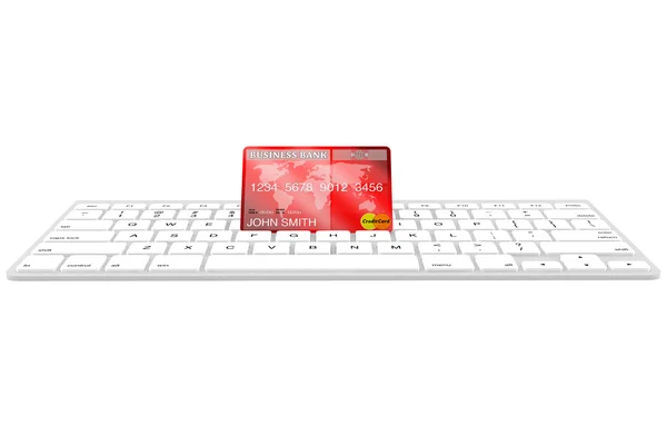 Kreditkarte mit Computertastatur — Stockfoto