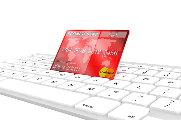 Credit card with computer keyboard — Stock Photo, Image