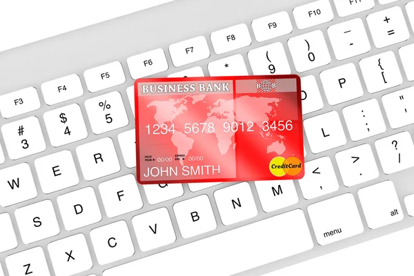 Kredi kartı ile bilgisayar klavye — Stok fotoğraf