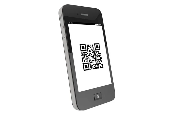 Мобільний телефон з кодом qr — стокове фото