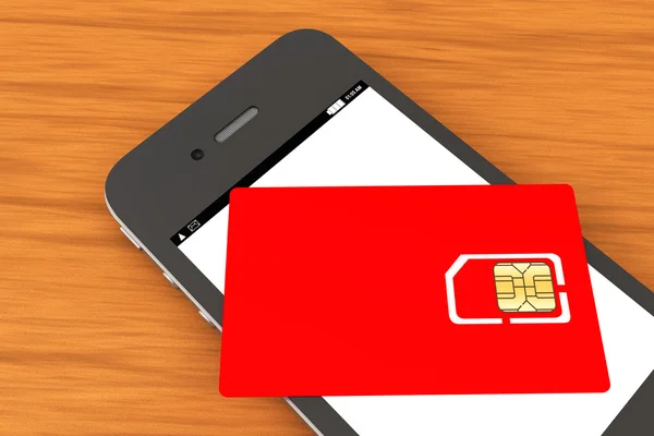 Cartão SIM e telemóvel — Fotografia de Stock