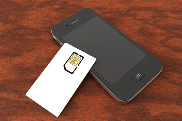 Cartão SIM e telemóvel — Fotografia de Stock