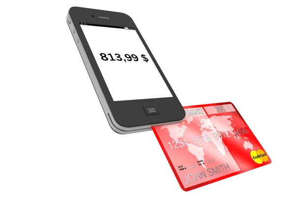 Telefone celular com cartão de crédito — Fotografia de Stock