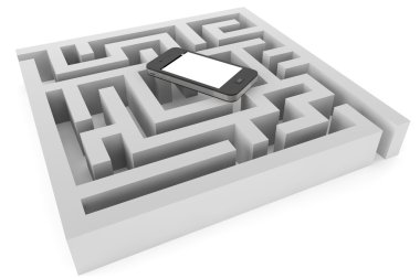 Mobile phone with labyrinth clipart