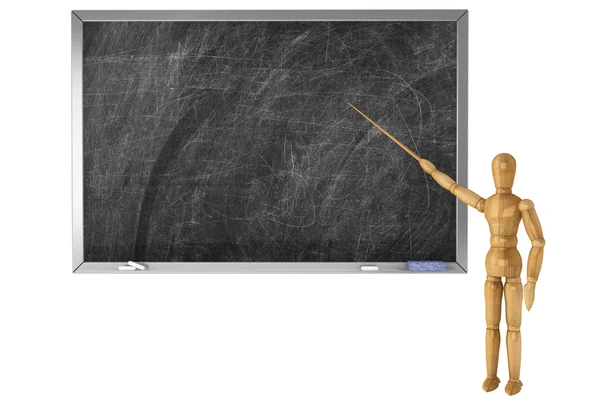 Wooden Dummy with school blackboard — Stock Photo, Image