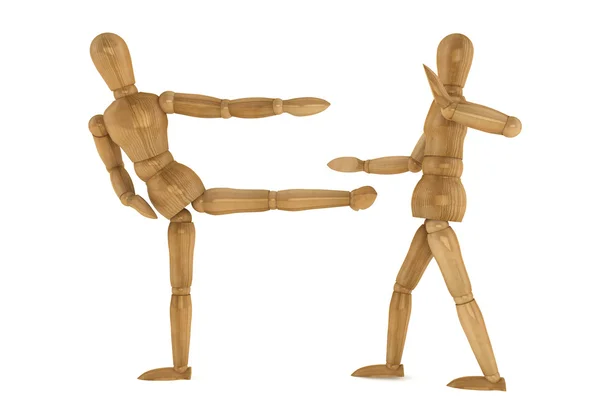 Wooden Dummies in Sparring — Stock Photo, Image