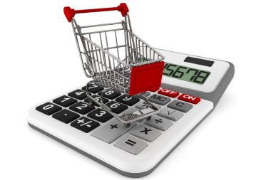 Sopping Cart with Calculator clipart