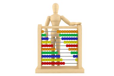 tahta kukla ile oyuncak abacus