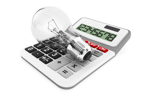 Light bulb with calculator — Stock Photo, Image