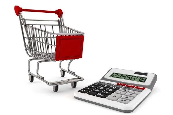 Sopping Cart with Calculator — Stock Photo, Image
