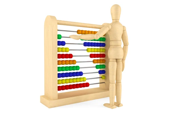Abacus de brinquedo com manequim de madeira — Fotografia de Stock