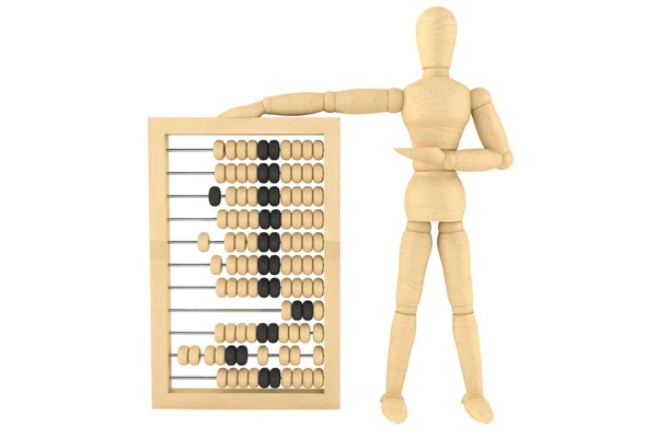 Retro abacus with wooden dummy — Stock Photo, Image