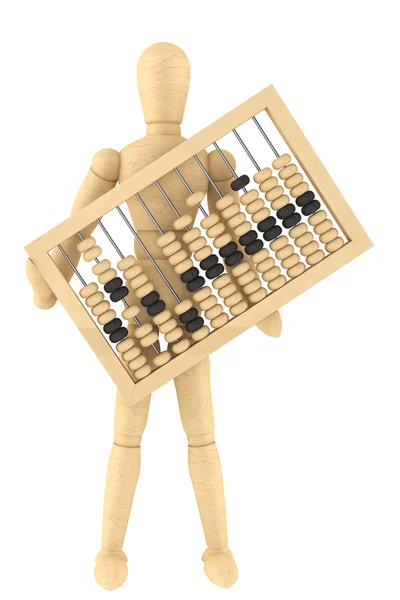 Retro abacus met houten pop — Stockfoto