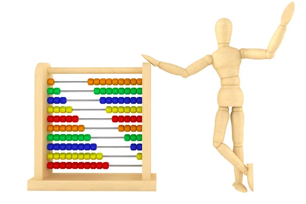 Toy abacus with wooden dummy — Stock Photo, Image