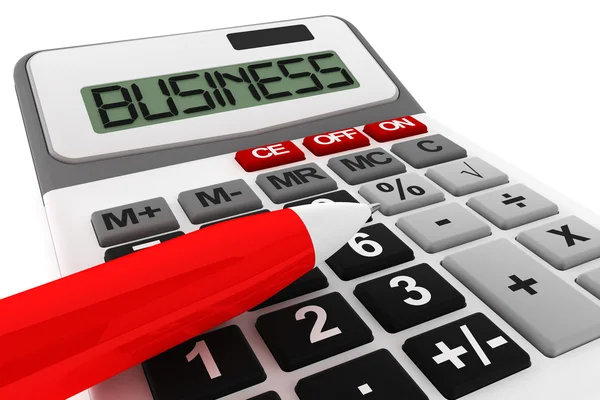 Miniräknare med business tecken — Stockfoto