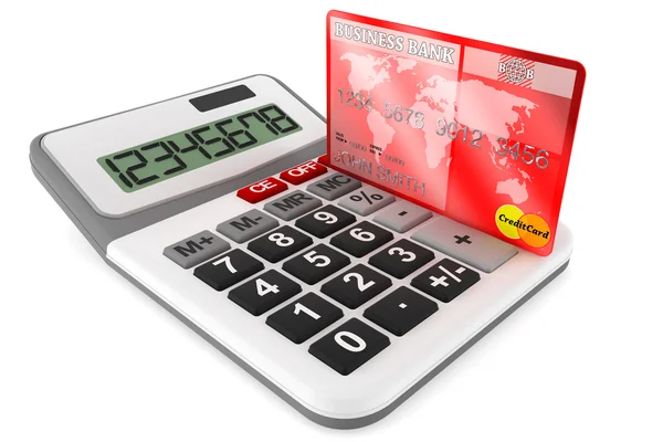 Miniräknare med kreditkort — Stockfoto