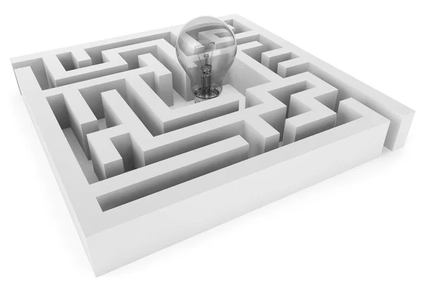 Gloeilamp in labyrint — Stockfoto