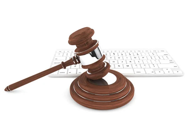 Justice Gavel and keyboard — Stock Photo, Image