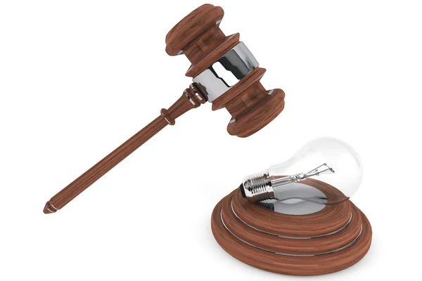 Justice Gavel with Lamp Bulb — Stock Photo, Image