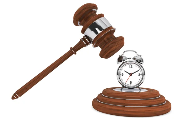 Justice Gavel with Alarm Clock — Stock Photo, Image
