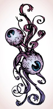 Tattoo-style horrible eyes clipart