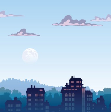 City by morning clipart