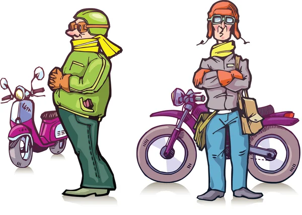 Motociclisti cartone animato — Vettoriale Stock