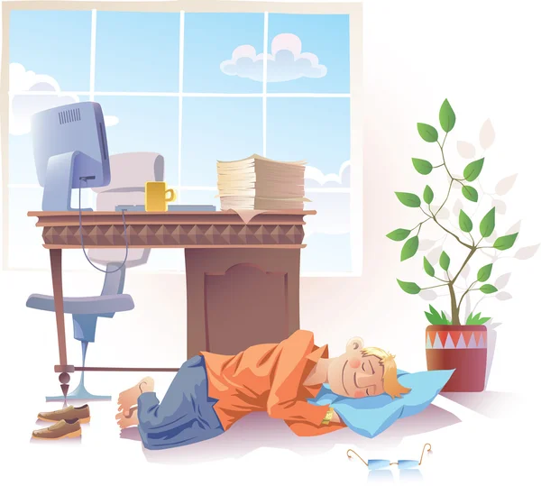Στον ύπνο στην εργασία — Διανυσματικό Αρχείο