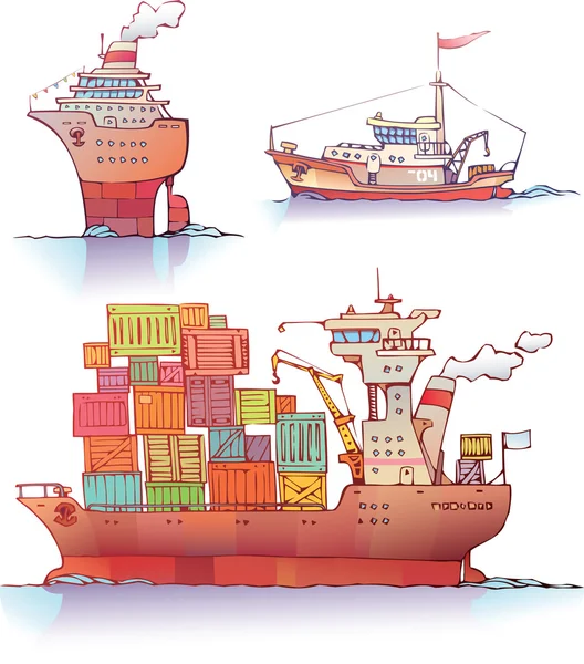 Três navios — Vetor de Stock