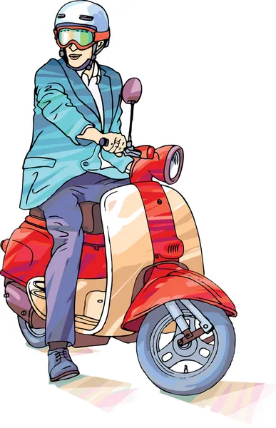 Businessman on the scooter — Stock Vector