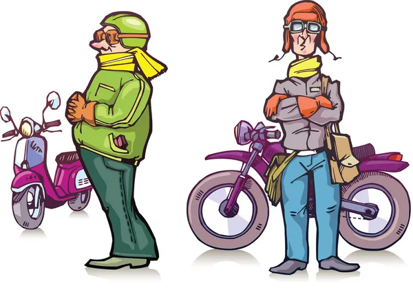 Motociclistas de dibujos animados — Archivo Imágenes Vectoriales