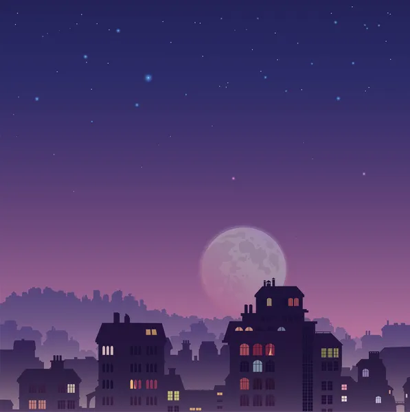 เมืองตอนกลางคืน — ภาพเวกเตอร์สต็อก