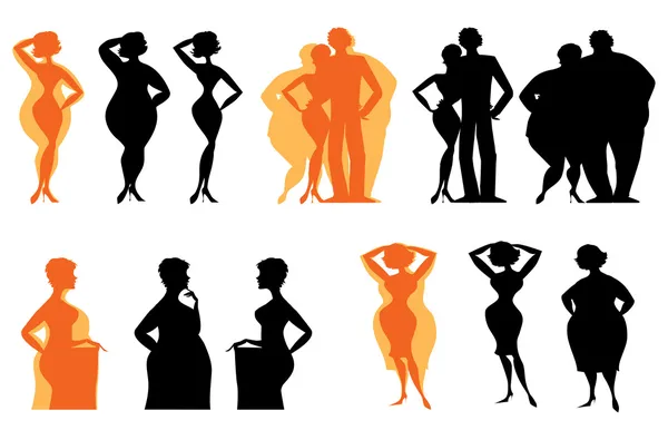 Silhouettes of dieting — Stock Vector