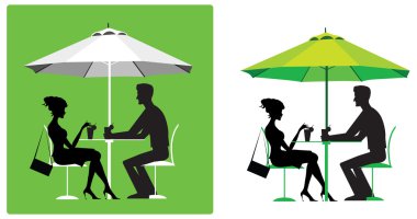 Couple at outdoor cafe clipart