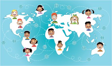 Kids connected worldwide clipart