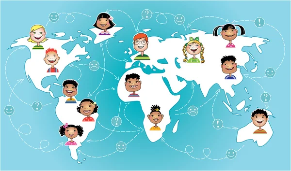 Děti po celém světě připojení — Stockový vektor